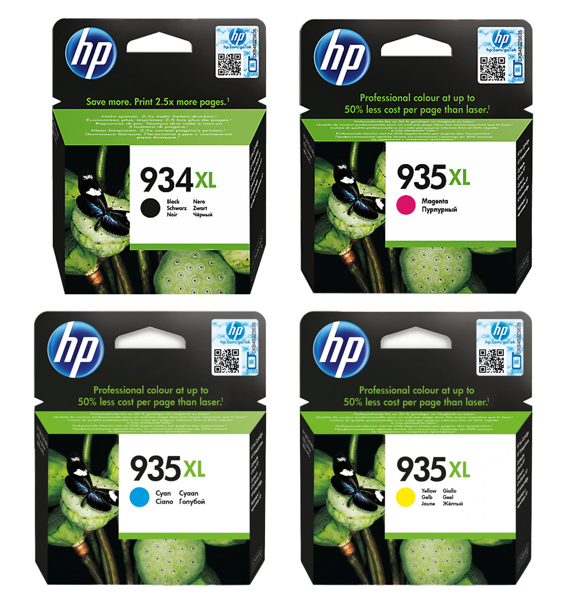 Original HP X4E14AE | 934XL + 935XL Tinte BK/C/M/Y | 4 Stück | XL