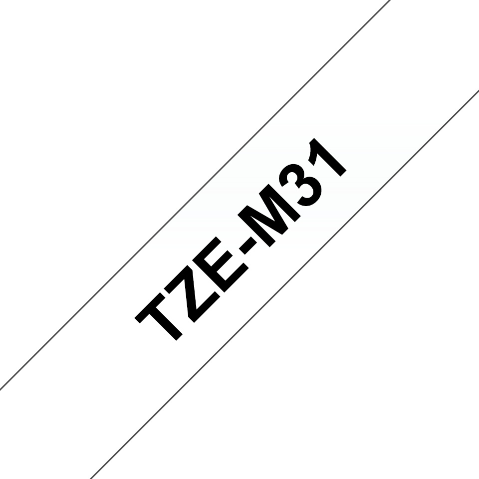 Brother Schriftband TZe-M31 | 12 mm | Schwarz auf Transparent | 8 m