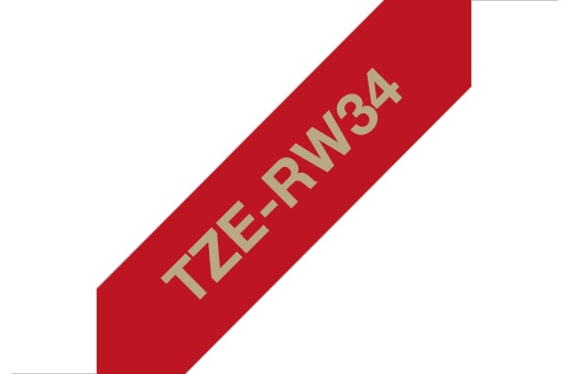Brother Schriftband TZe-RW34 | 12 mm | Gold auf Rot | 4 m