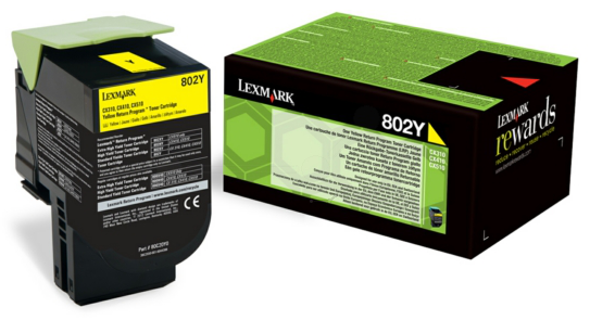 Original Lexmark 80C20Y0 / 802Y Toner Gelb