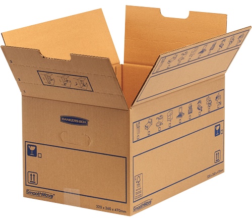 Bankers Box Umzugskarton SmoothMove | 47,5 x 32,5 x 27 cm | Natürlich/Natur | 10er-Pack