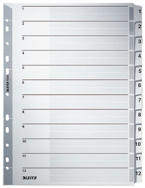 Leitz Register | DIN A4 | 1-12 · 12-teilig | Grau