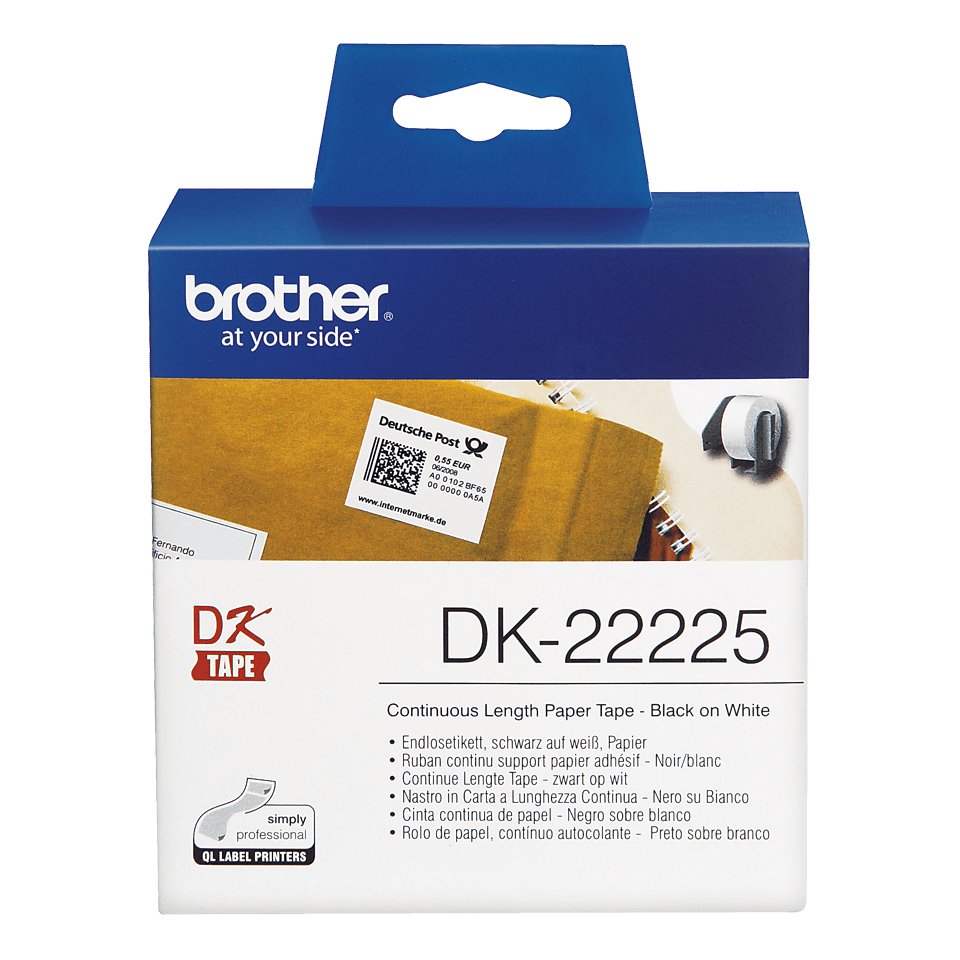 Brother Endlosetikett DK-22225 | 38 mm | Weiß | Papier