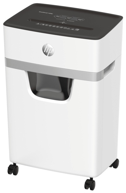 HP OneShred 10MC Aktenvernichter | P-5 Mikroschnitt | 10 Blatt | 20 l | Weiß