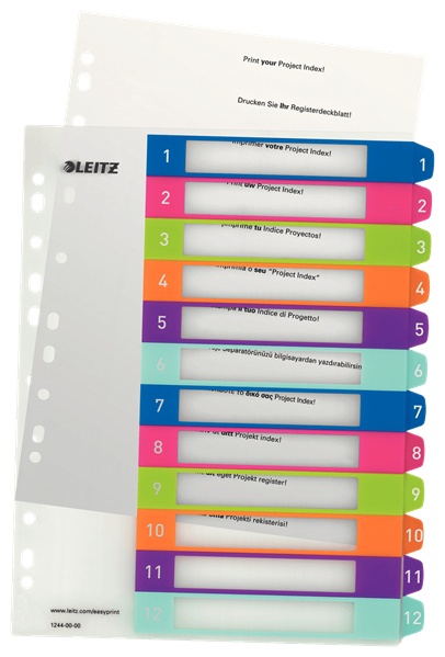 Leitz Register WOW | DIN A4 | 1-12 · 12-teilig | Mehrfarbig