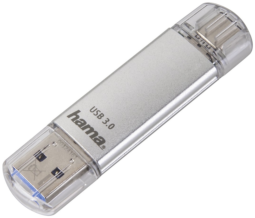 Hama C-Laeta USB-Stick | 16 GB | USB 3.2 Gen 1 (USB-A + USB-C) | 70 MB/s | Silber
