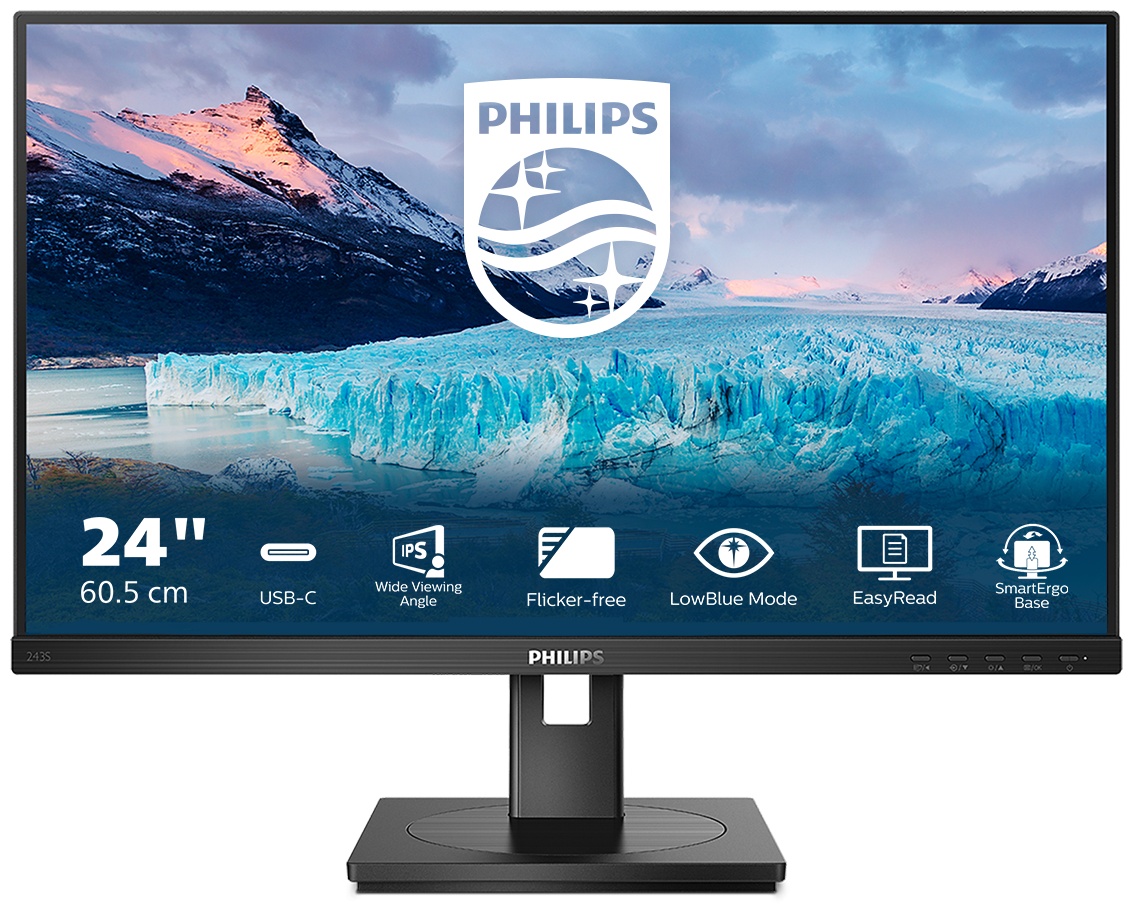 Philips S Line | 243S1/00 Monitor 23,8 zoll | 60,5 cm | Full HD | 1920 x 1080 | Schwarz