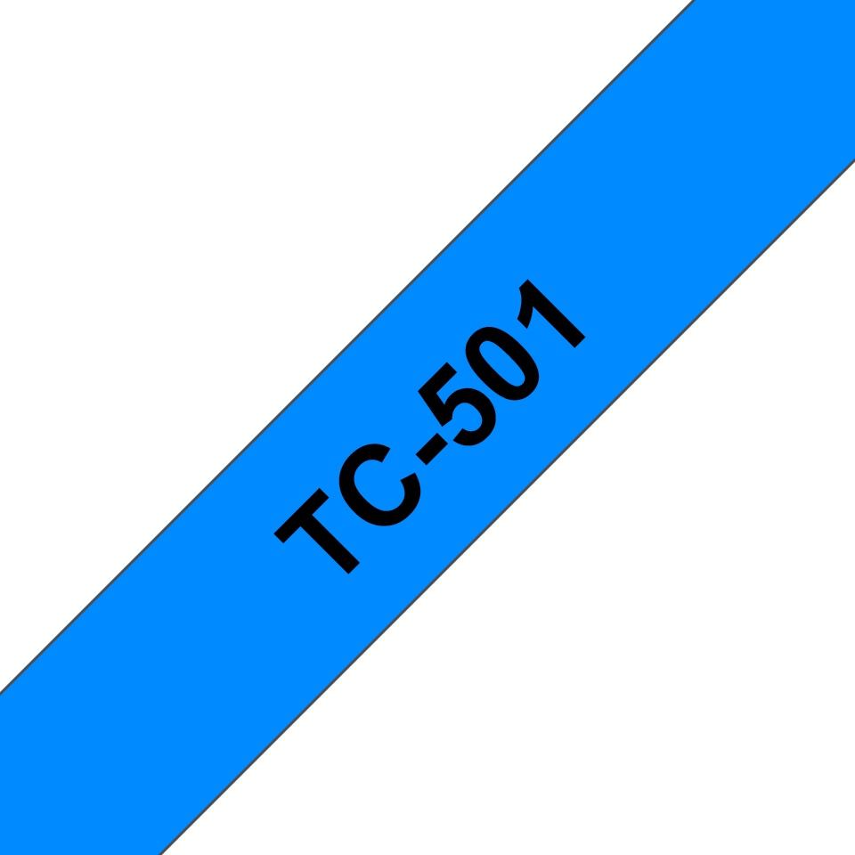Brother Schriftband TC-501 | 12 mm | Schwarz auf Blau | 7.7 m