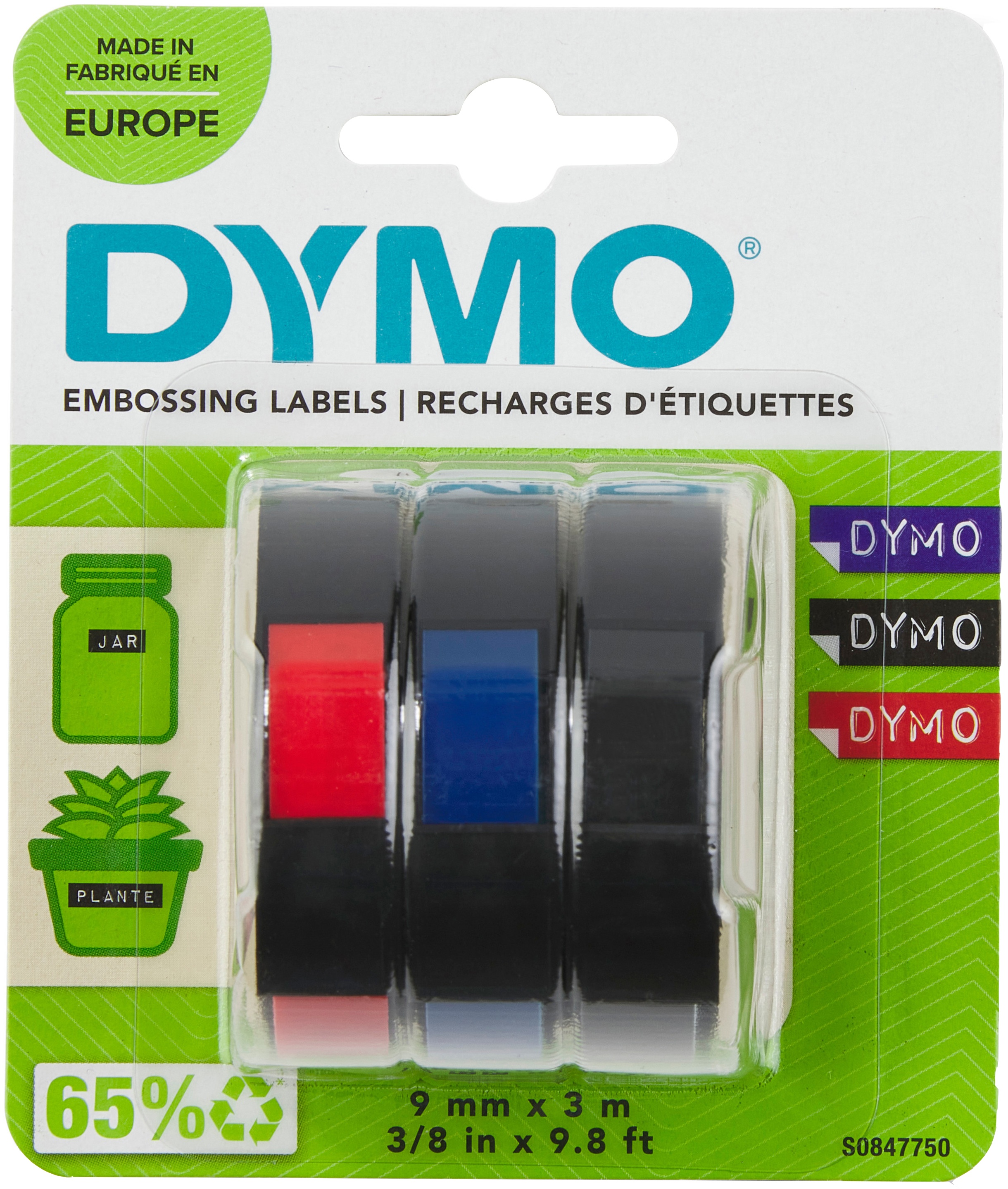 Dymo Prägeband 3D 13151 (3 St.) | 9 mm | Farbig sortiert | 3 m