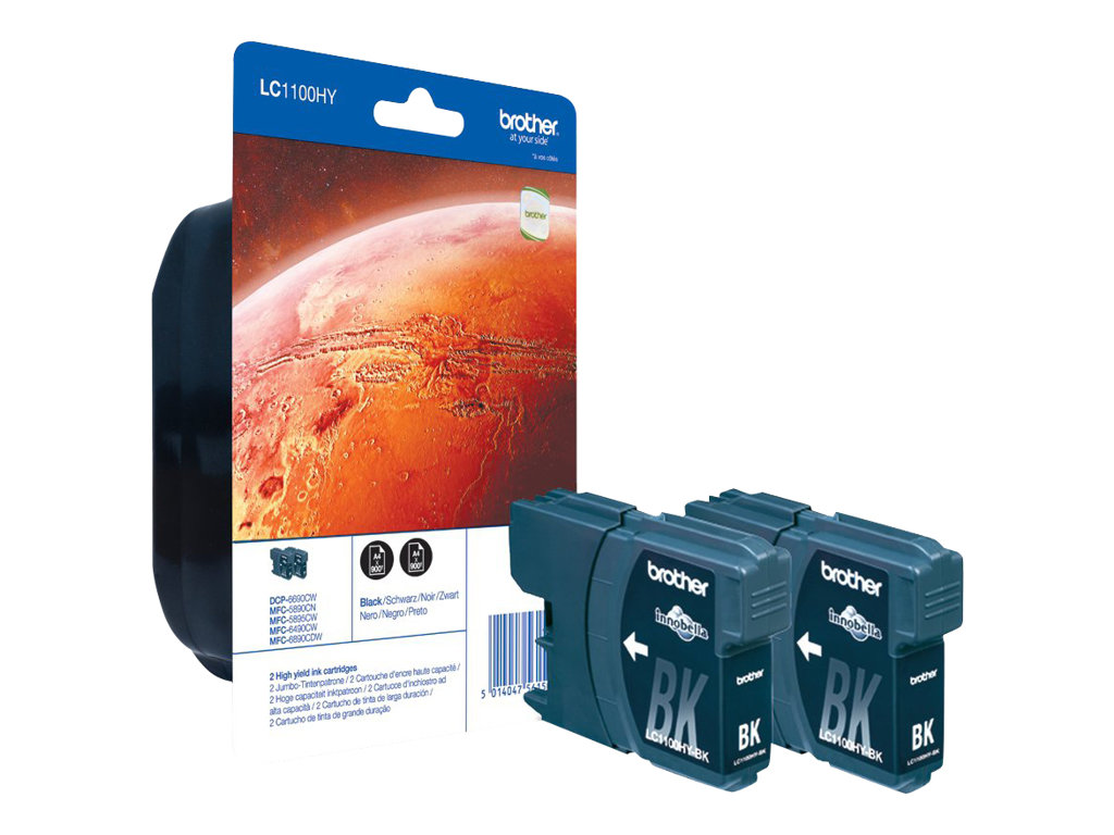 Original Brother LC1100HYBKBP2DR Tinte Schwarz Doppelpack XL