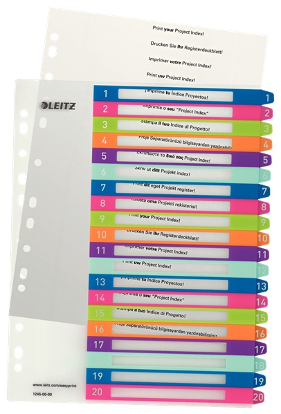 Leitz Register WOW | DIN A4 | 1-20 · 20-teilig | Mehrfarbig