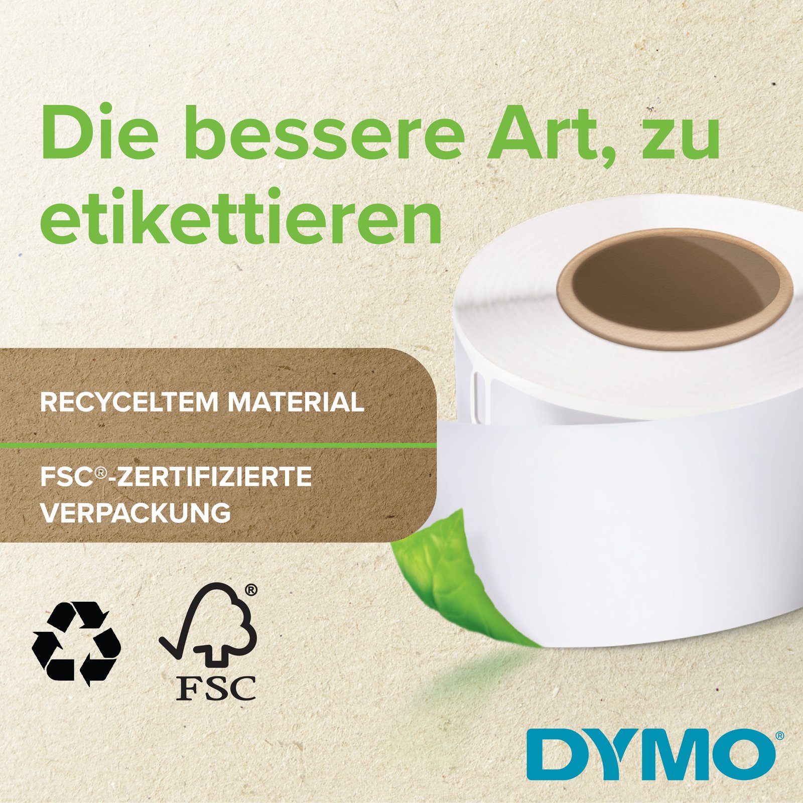 Dymo Etikettenrolle S0722420 (12 Rollen) | 54x101 mm | Weiß | Papier