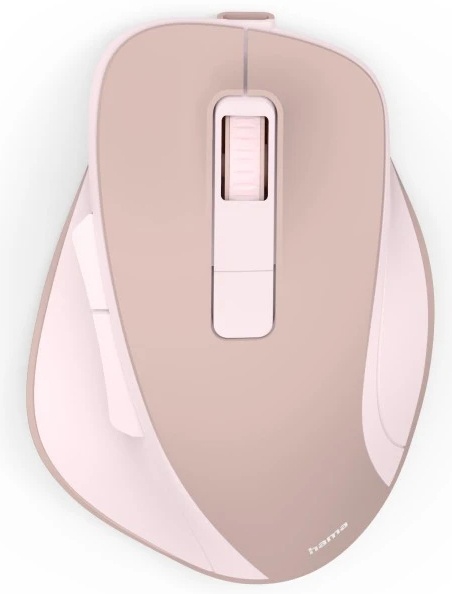Hama WM-500 Ergonomische Maus | Funk (2,4 GHz) | Akku | 6 Tasten | 1600 dpi | Rechtshänder | Rosa