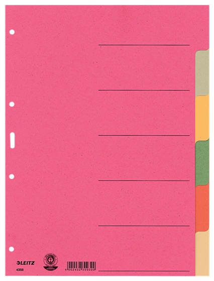 Leitz Register | DIN A4 | blanko · 6-teilig | Mehrfarbig