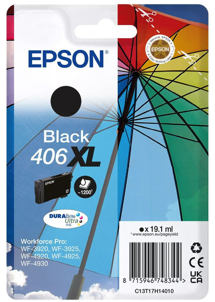 Original Epson 406XL | C13T17H14010 Tintenpatrone Schwarz XL