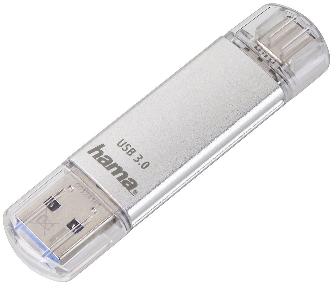 Hama C-Laeta USB-Stick | 128 GB | USB 3.2 Gen 1 (USB-A + USB-C) | 70 MB/s | Silber