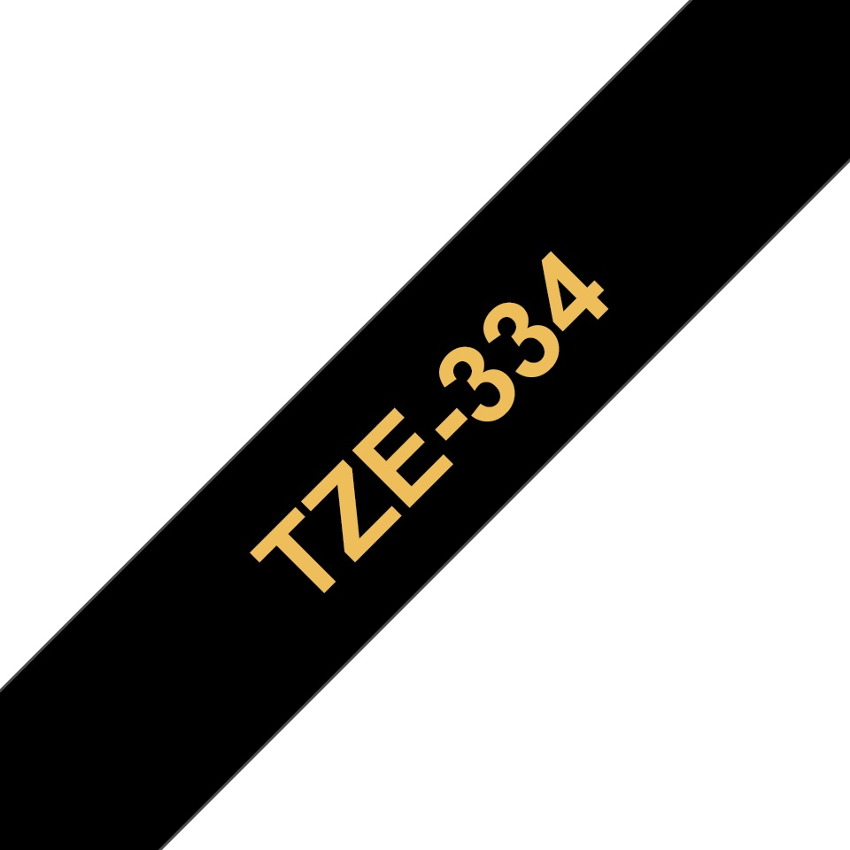 Brother Schriftband TZe-334 | 12 mm | Gold auf Schwarz | 8 m