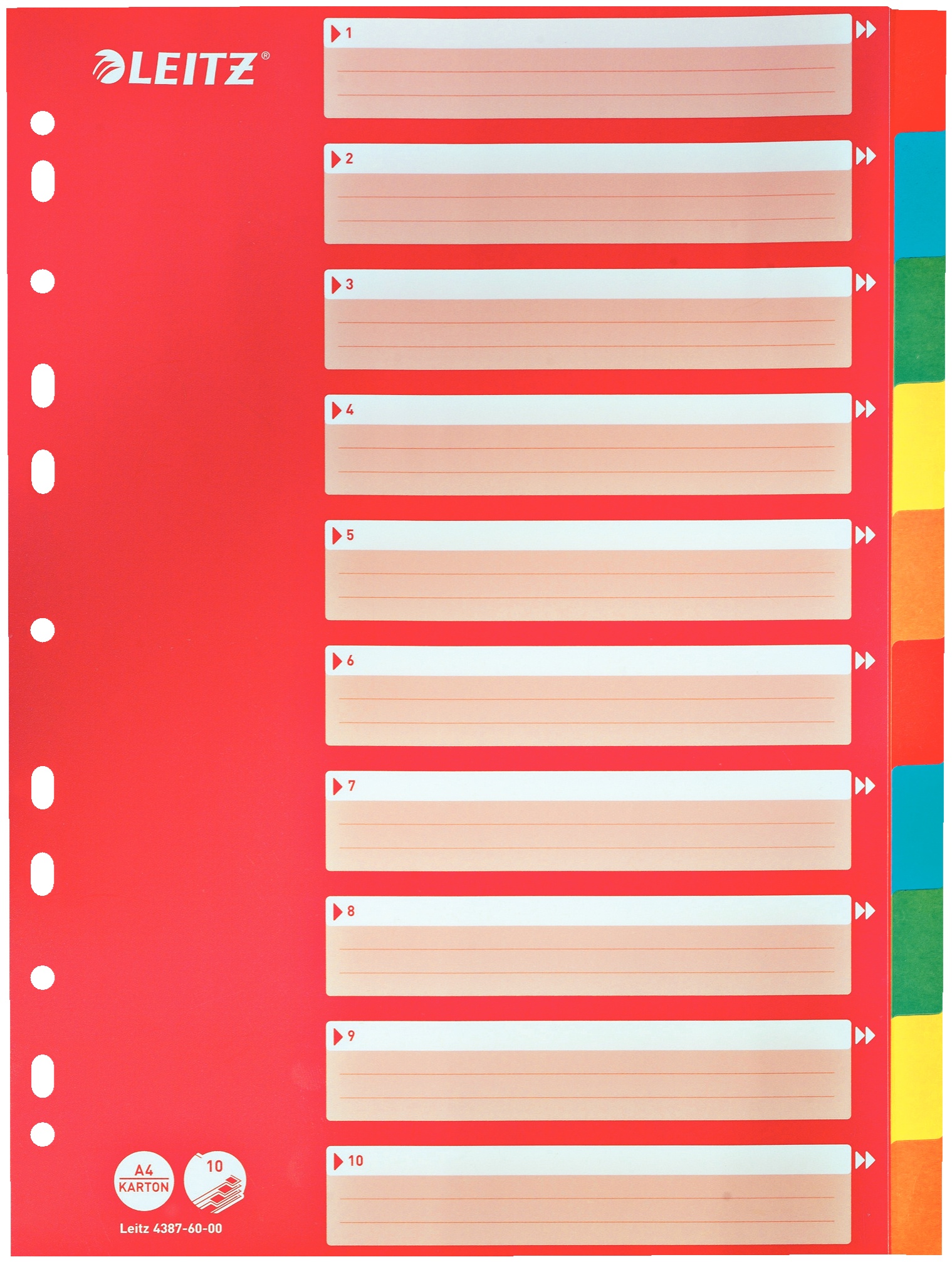 Leitz Register | DIN A4 | blanko · 10-teilig | Rot