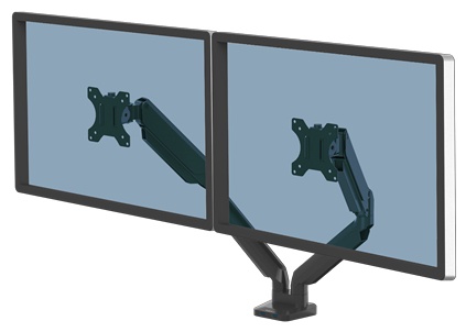 Fellowes Platinum Series Monitorarm | für 2 Monitore | bis 40" | bis 8 kg | Tischklemme | höhenverstellbar | Schwarz