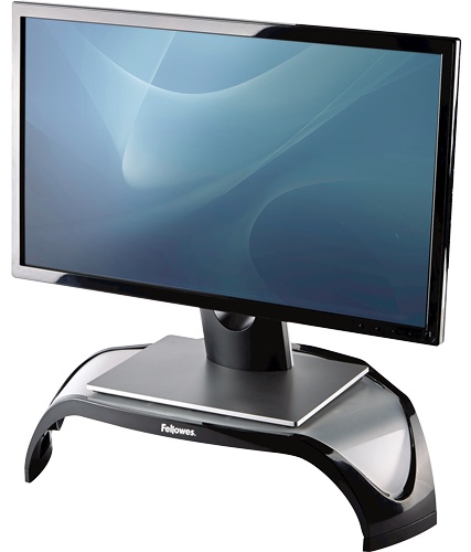 Fellowes Smart Suites Monitorständer | für 1 Monitor | bis 21" | bis 10 kg | Standfuß | höhenverstellbar | Schwarz/Silber