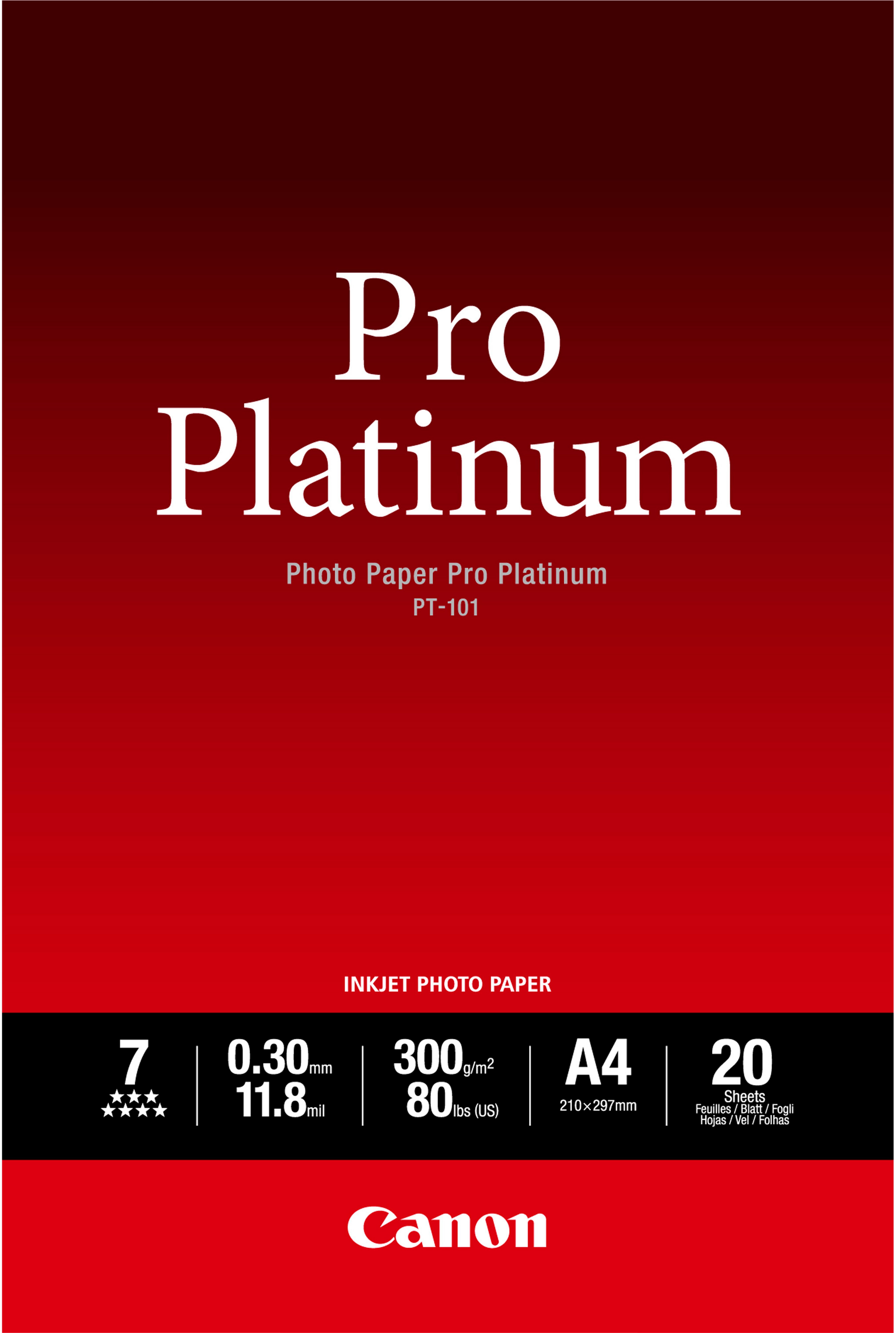 Canon Fotopapier PT-101 Glänzend | A4 | 300 g/m² | 20 Blatt