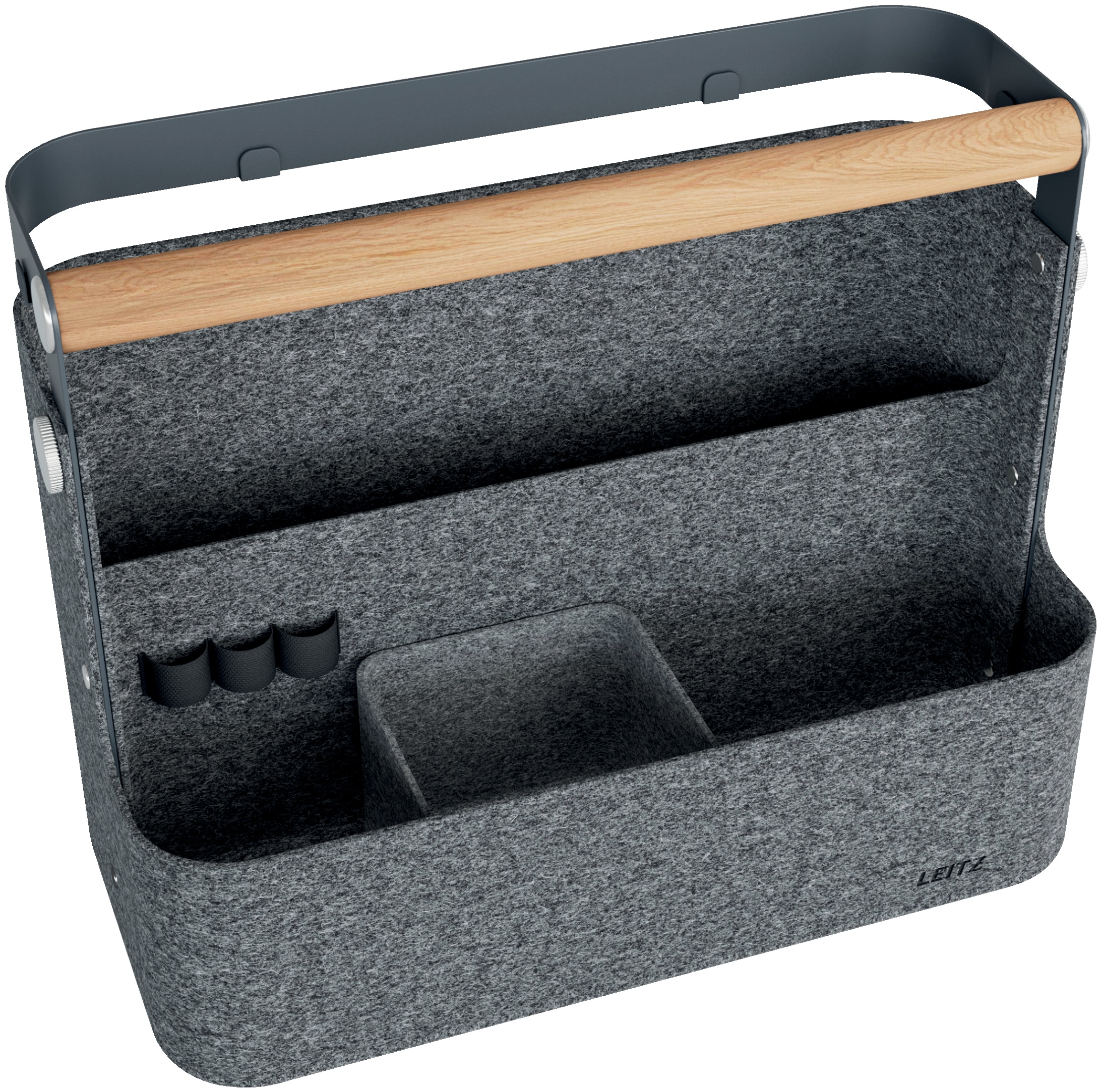 Leitz Schreibtischorganizer Schreibtisch-Organizer hängend dunkel | 38 x 19 x 30 cm | Grau | Filz, Recyceltes Polyester, Buche