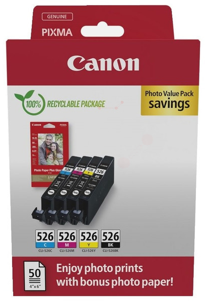 Original Canon 4540B017 | CLI526 BK/C/M/Y Tinte  Spar Set