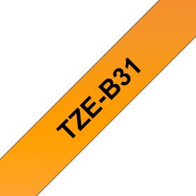 Brother Schriftband TZe-B31 | 12 mm | Schwarz auf Orange | 5 m