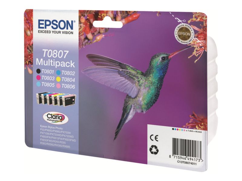 Original Epson T0807 | C13T08074010 | C13T08074011 | Tinte 6 Farben Spar Set