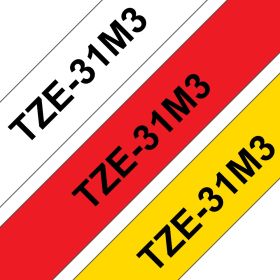 Brother Schriftband TZe-31M3 (3 St.) | 12 mm | Farbig sortiert | 8 m