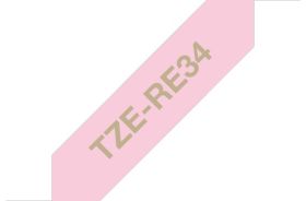 Brother Schriftband TZe-RE34 | 12 mm | Gold auf Rosa | 4 m