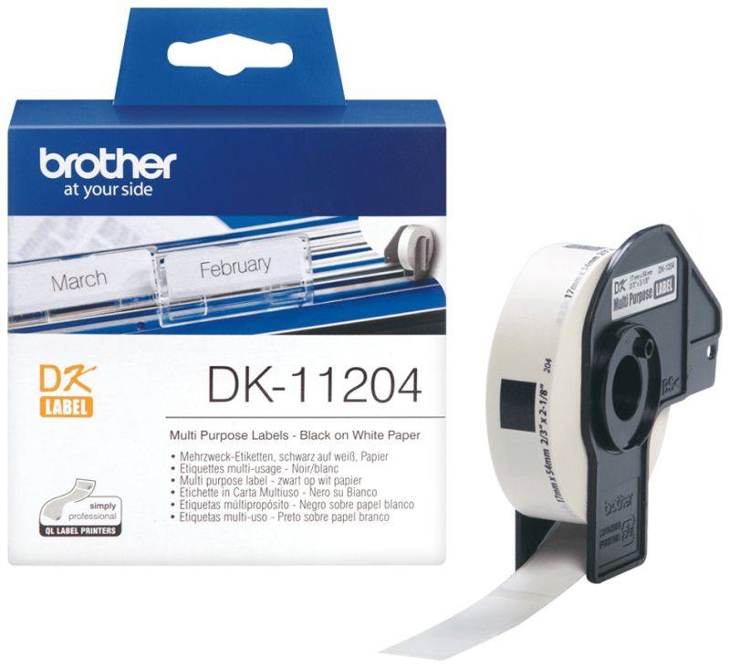 Brother Etikettenrolle DK-11204 | 17x54 mm | Weiß | Papier
