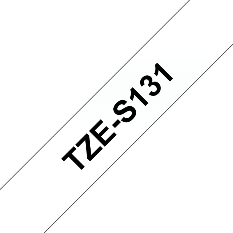 Brother Schriftband TZe-131 | 12 mm | Schwarz auf Transparent | 8 m
