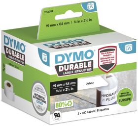 Dymo Etikettenrolle 1933085 (2 Rollen) | 19x64 mm | Weiß | Folie