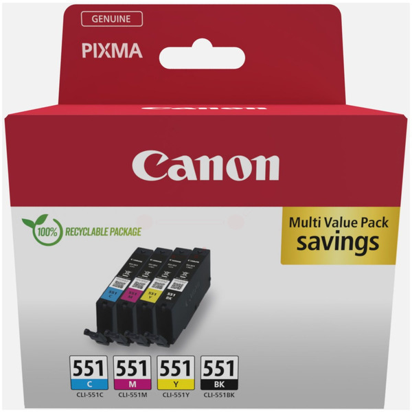 Original Canon 6509B009 | CLI551 BK/C/M/Y Tinte Spar Set