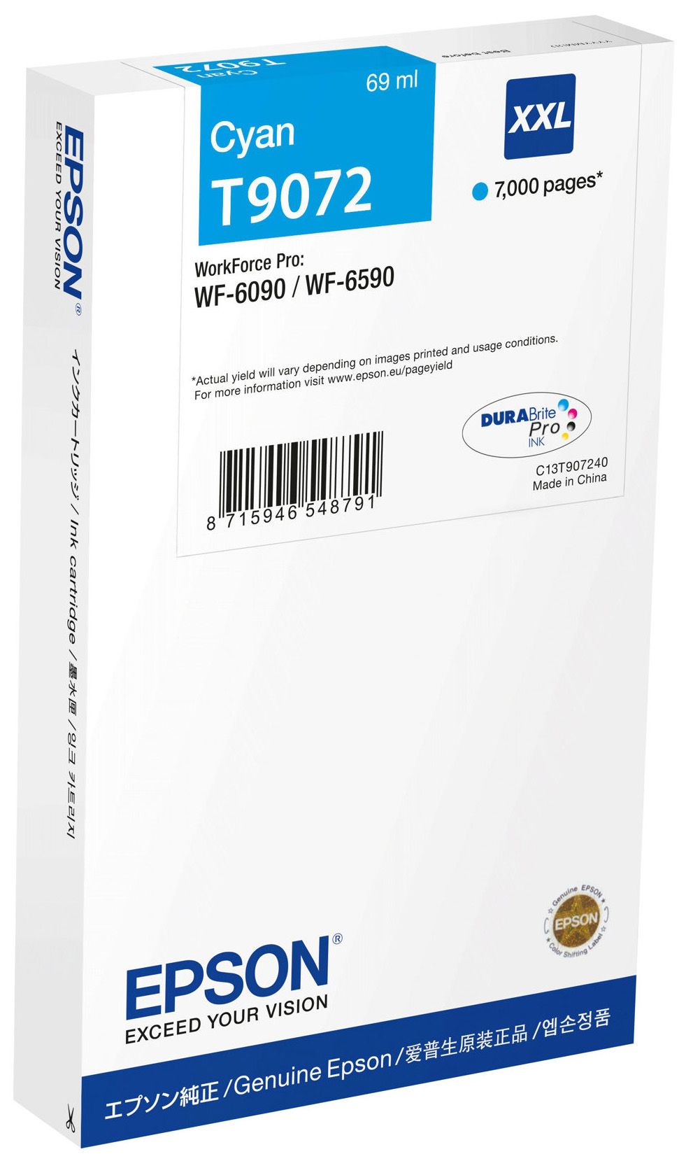 Original Epson T9072 | C13T907240 | C13T90724N Tinte Cyan 
