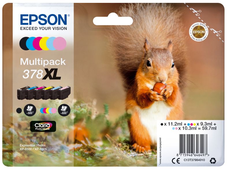 Original Epson 378XL | C13T37984010 Tinte Spar Set | 6 Farben XL