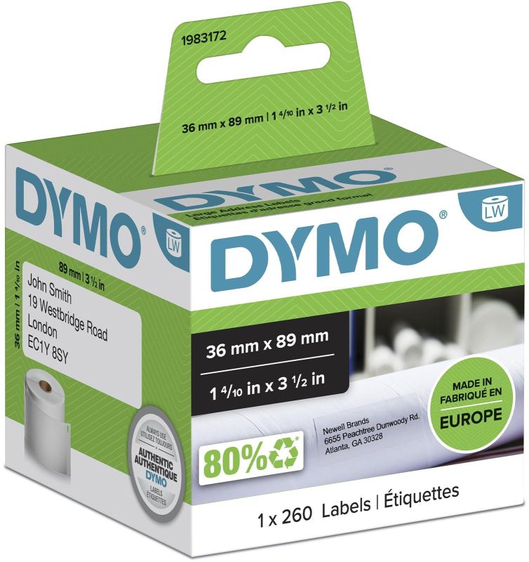 Dymo Etikettenrolle 1983172 | 36x89 mm | Weiß | Papier