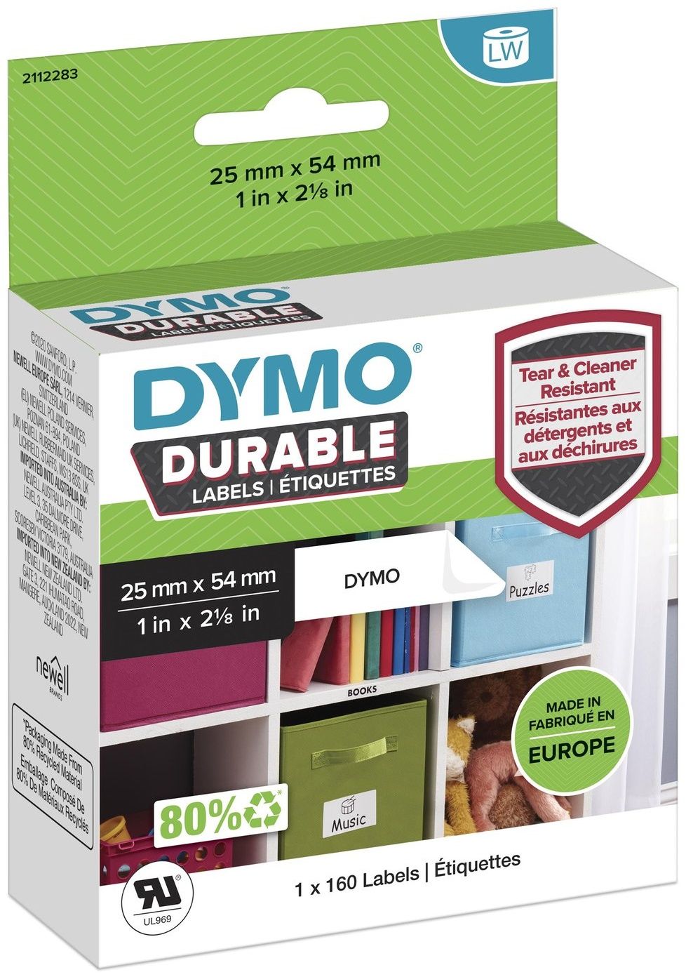 Dymo Etikettenrolle 1976411 | 25x54 mm | Weiß | Folie