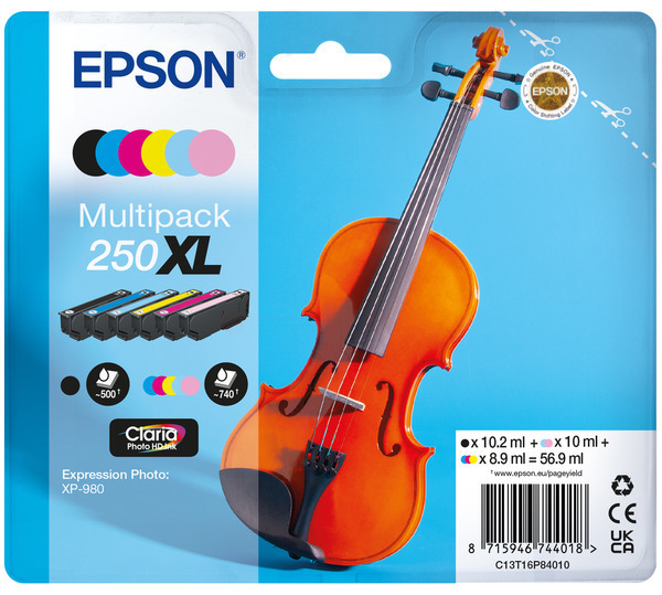 Original Epson 250XL | C13T16P84010 Tintenpatronen XL  6er-Set