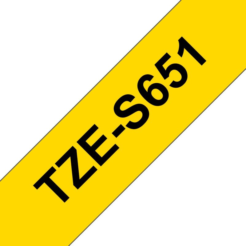 Brother Schriftband TZe-S651 | 24 mm | Schwarz auf Gelb | 8 m