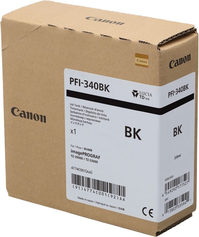 Original Canon PFI340BK | 4774C001 Tinte Schwarz