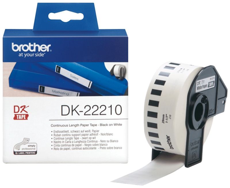 Brother Endlosetikett DK-22210 | 29 mm | Weiß | Papier