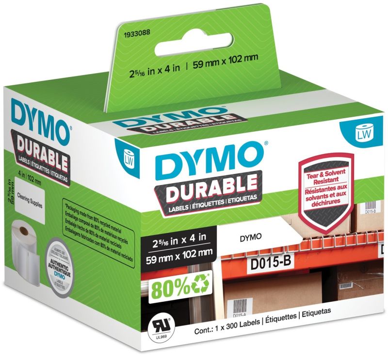 Dymo Etikettenrolle 1933088 | 59x102 mm | Weiß | Folie