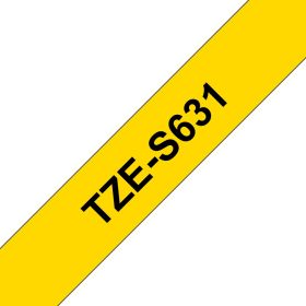 Brother Schriftband TZe-S631 | 12 mm | Schwarz auf Gelb | 8 m
