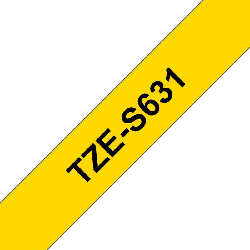Brother Schriftband TZe-S631 | 12 mm | Schwarz auf Gelb | 8 m