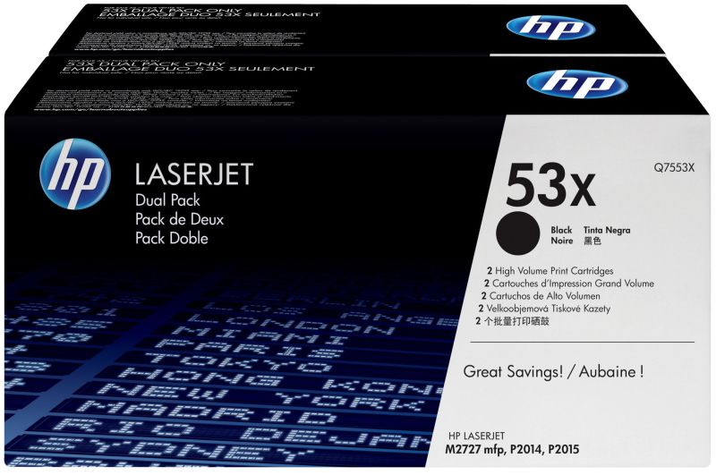 Original HP Q7553XD / 53X Toner Schwarz Doppelpack XL