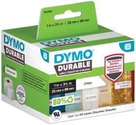 Dymo Etikettenrolle 1933081 (2 Rollen) | 25x89 mm | Weiß | Folie
