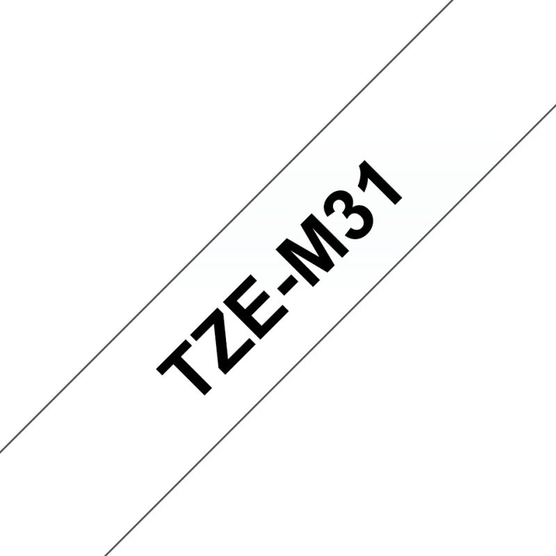 Brother Schriftband TZe-M31 | 12 mm | Schwarz auf Transparent | 8 m