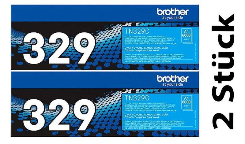 Original Brother TN329CTWIN Toner Cyan ( 2 Stück )